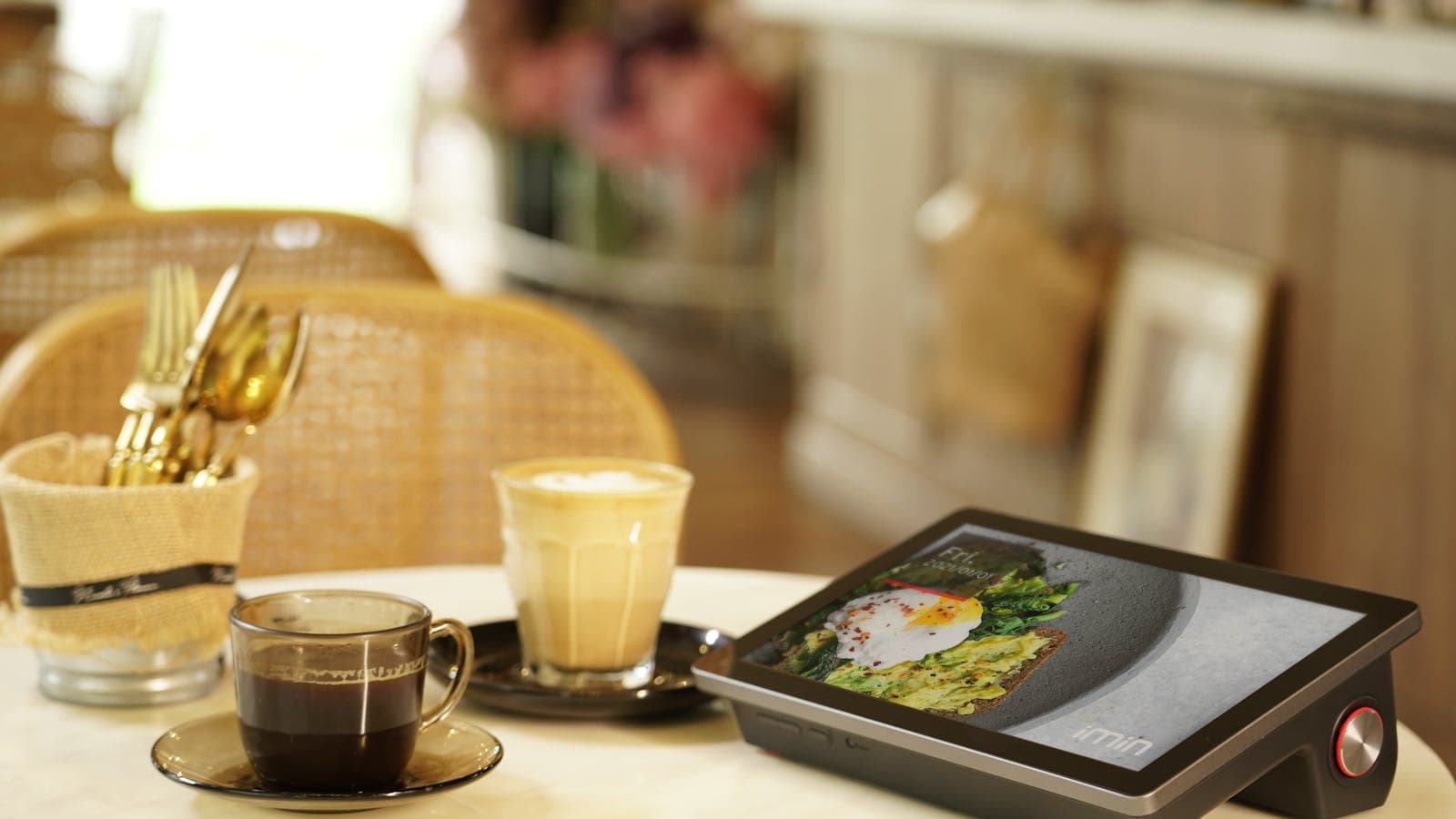 A guest scanning a QR menu at an Egyptian restaurant table with no ads on screen